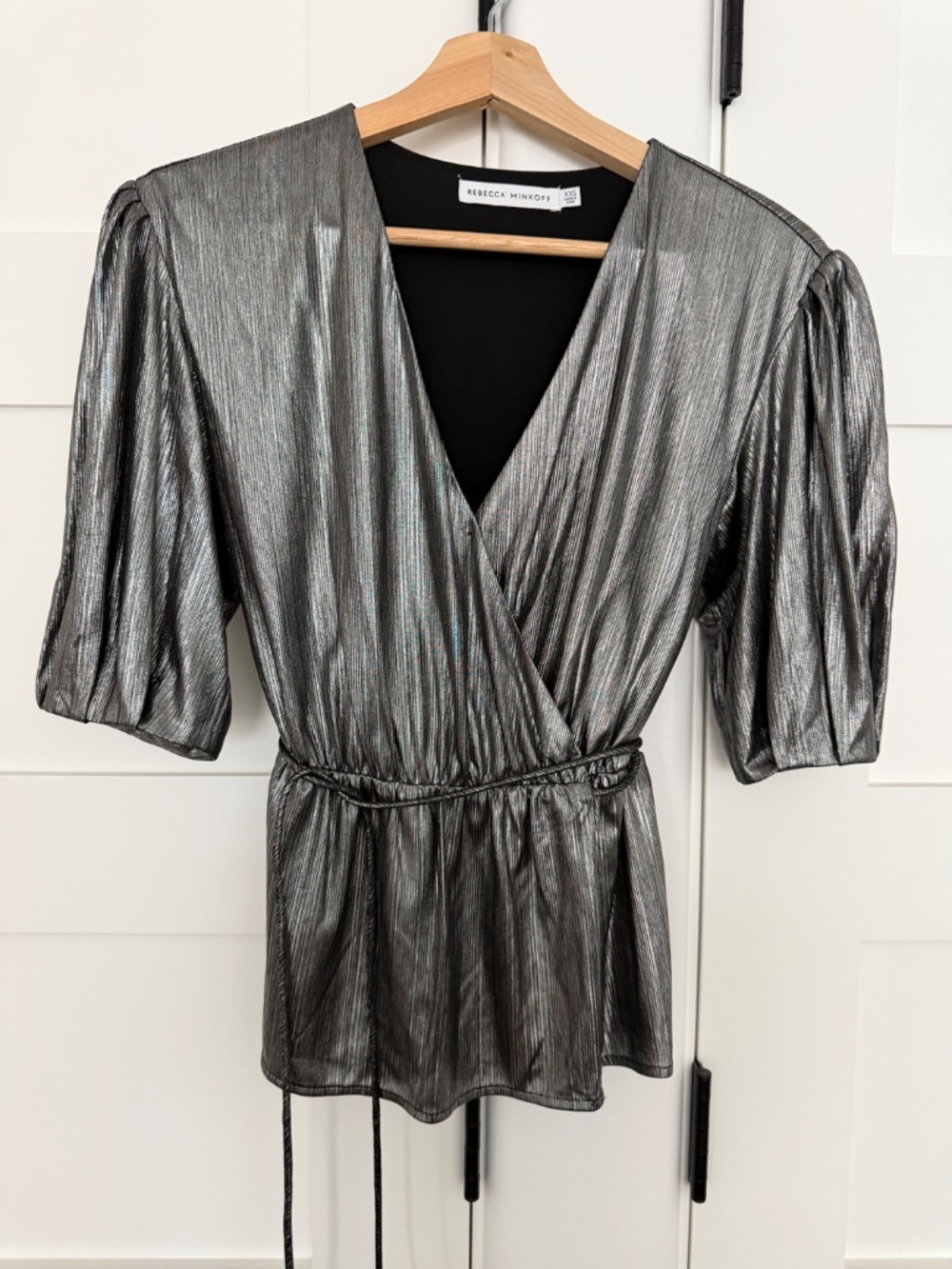 Rebecca Minkoff Silver Lame Blouse